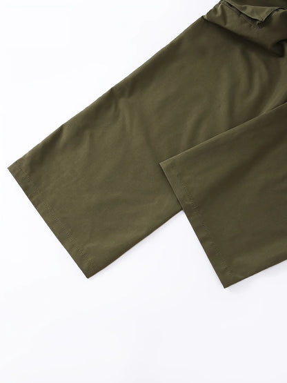 Elegant Solid High Waist Ripped Pant Fashion Women Pocket Elastic Straight Cargo Pants Casual Streetwear Sweatpant Y2K Trousers