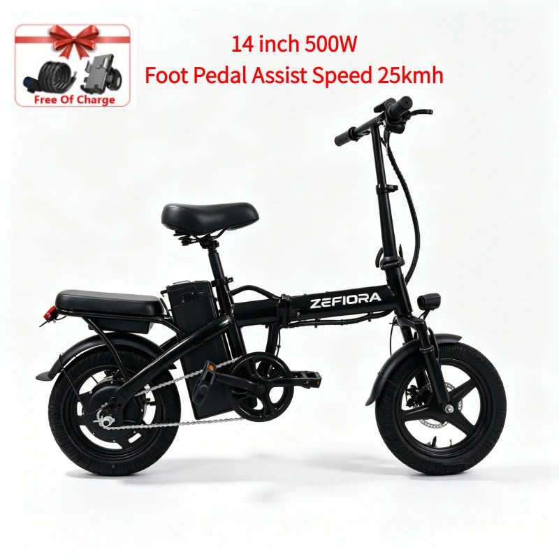 Adult 500W 48V Electric Bike, 14" Aluminum Alloy Ebike for Urban City Cycling Men Women, UL2849 Certified, Free Local Shipping
