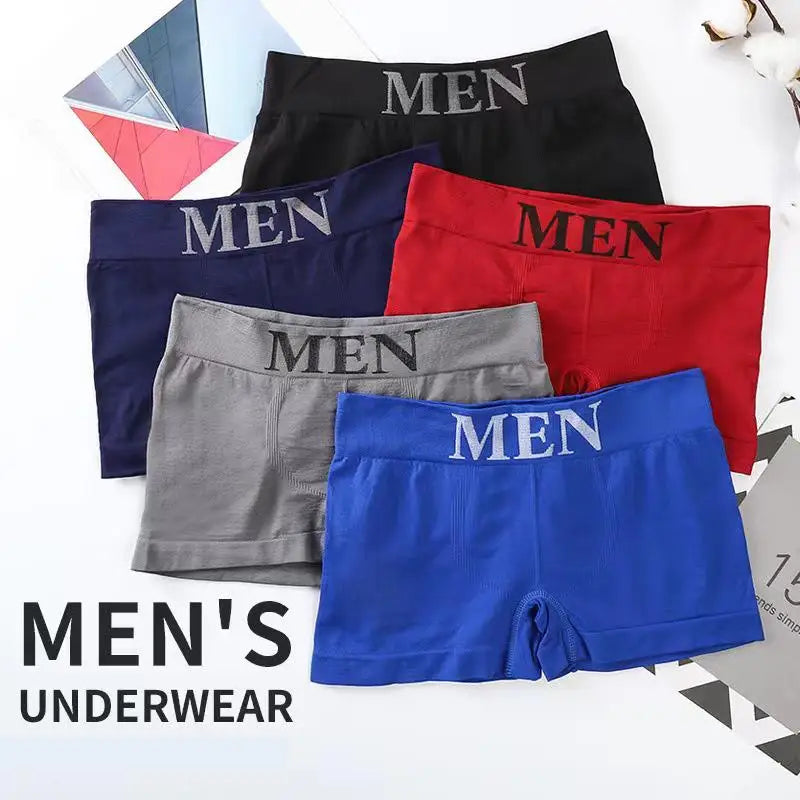 5PCS Thin High Elastic Men's Boxers Comfortable Plain Color Boxer Briefs Breathable Solid Underpants for Men