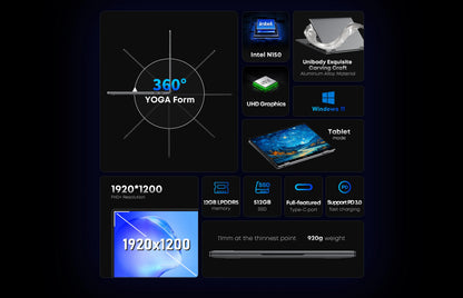 CHUWI MiniBook X Laptop Tablet PC 2 In 1 16GB 512G SSD Intel U300/N150 10.51 Inch FHD IPS Screen 1920*1200 Windows 11 Notebook