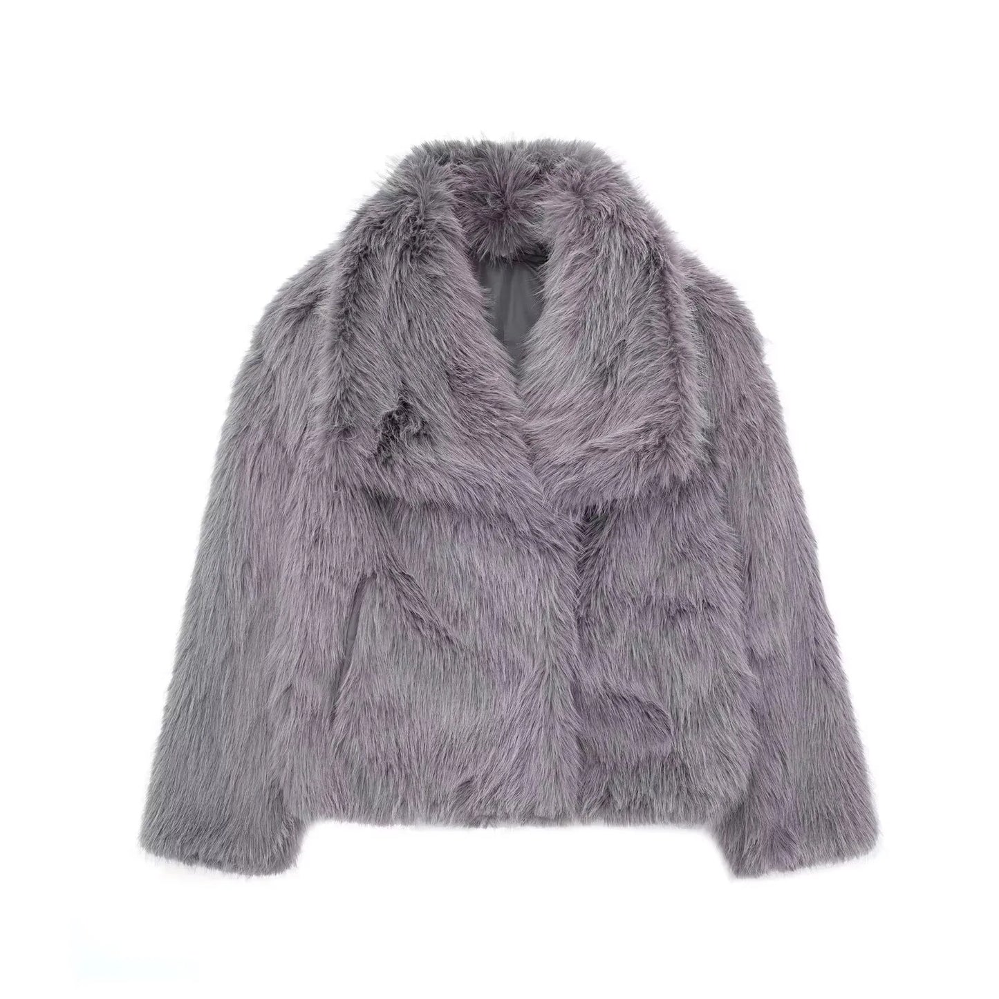 Faux Fur Coat Women’s Winter Jacket – Warm Fluffy Loose Lapel Outerwear