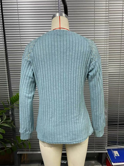 2025 New Autumn Women's Blouses Elegant Fashion Lace Hollow Out Patchwork Button Shirts Loose Casual Long Sleeve Pullover Tops