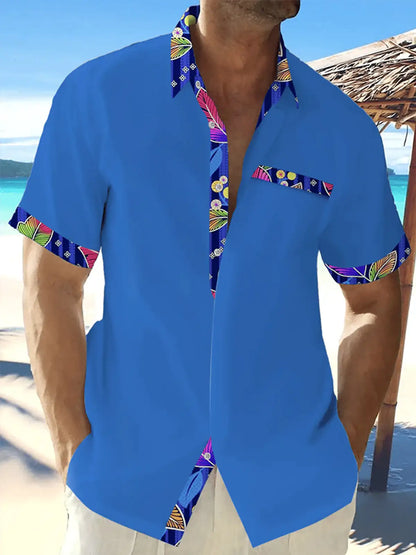 Men's shirts, button up shirts, casual shirts, spring and summer, printed short sleeves, daily, fashionable, comfortable