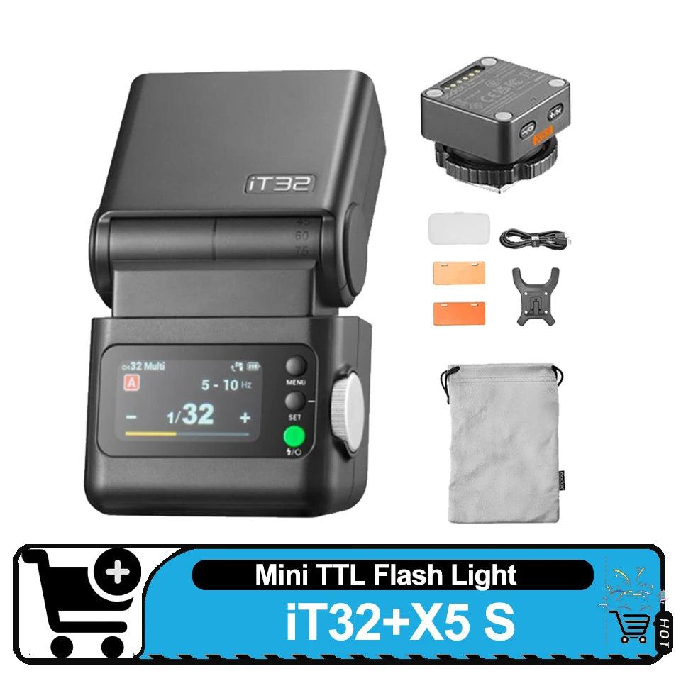 Godox IT32 IFlash Camera Flash TTL HSS Rotating Head on Camera Flash Light X5 C/S/N/F/O/L Wireless TTL Magnetic Flash Trigger
