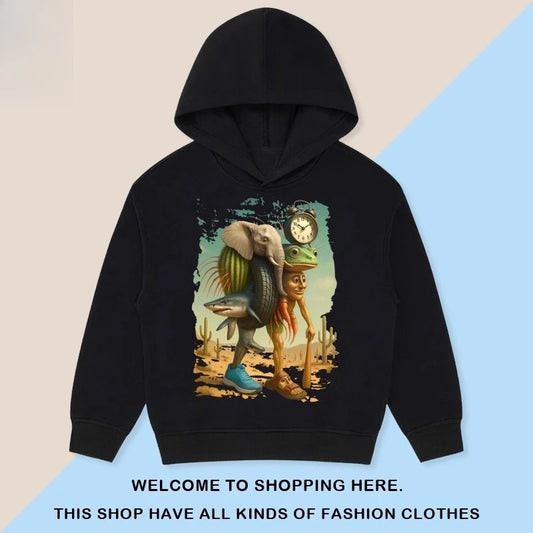 Kids Cartoon Hooded Sweatshirt - Classic Tung Tung Mountains and Seas Design