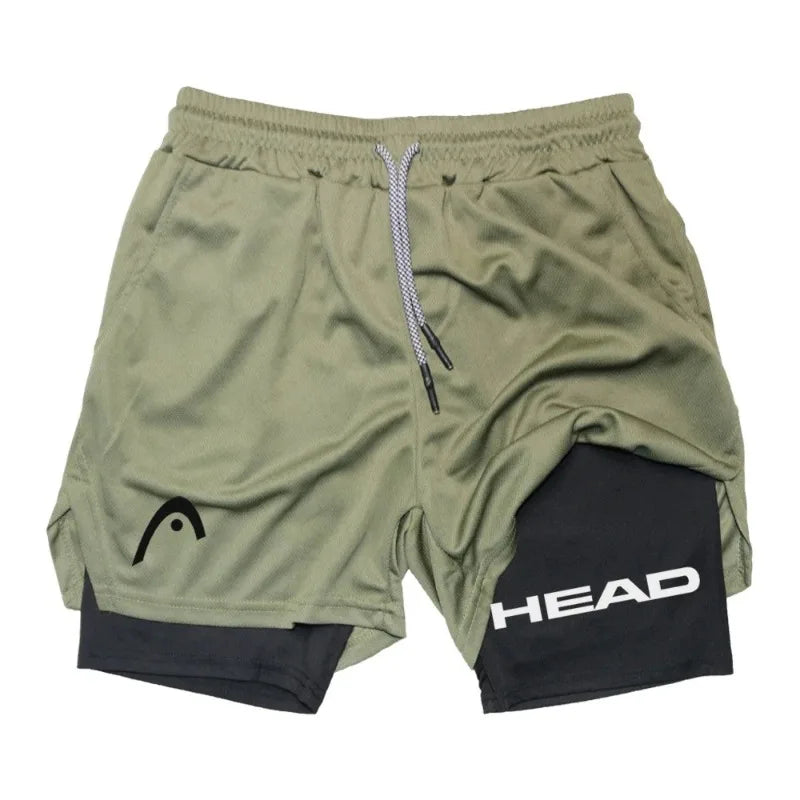 Head Running Shorts Men Fitness Gym Training 2-in-1 Fashion Versatile Sports Quick Dry Workout Jogging Double Deck Summer Short