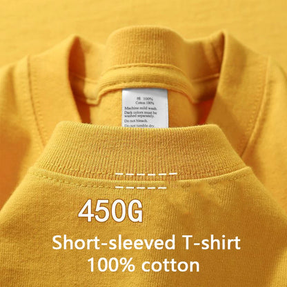 450g Gsm Pure Cotton Short-sleeved T-shirt Men's Loose American Fashionable Brand Casual High Street Half-sleeved T-shirt