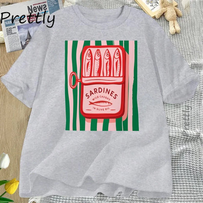 Sardines T-shirt Trend Italy Lovers T Shirt Woman Man Cotton Short Sleeve Harajuku Tshirt Causal Round Neck Womens Clothing