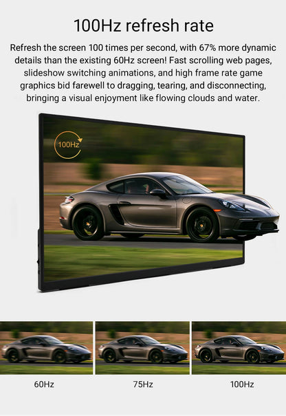 Portable 18 Inch Monitor - 1080P 100Hz IPS Display with HDR10 & 100% sRGB