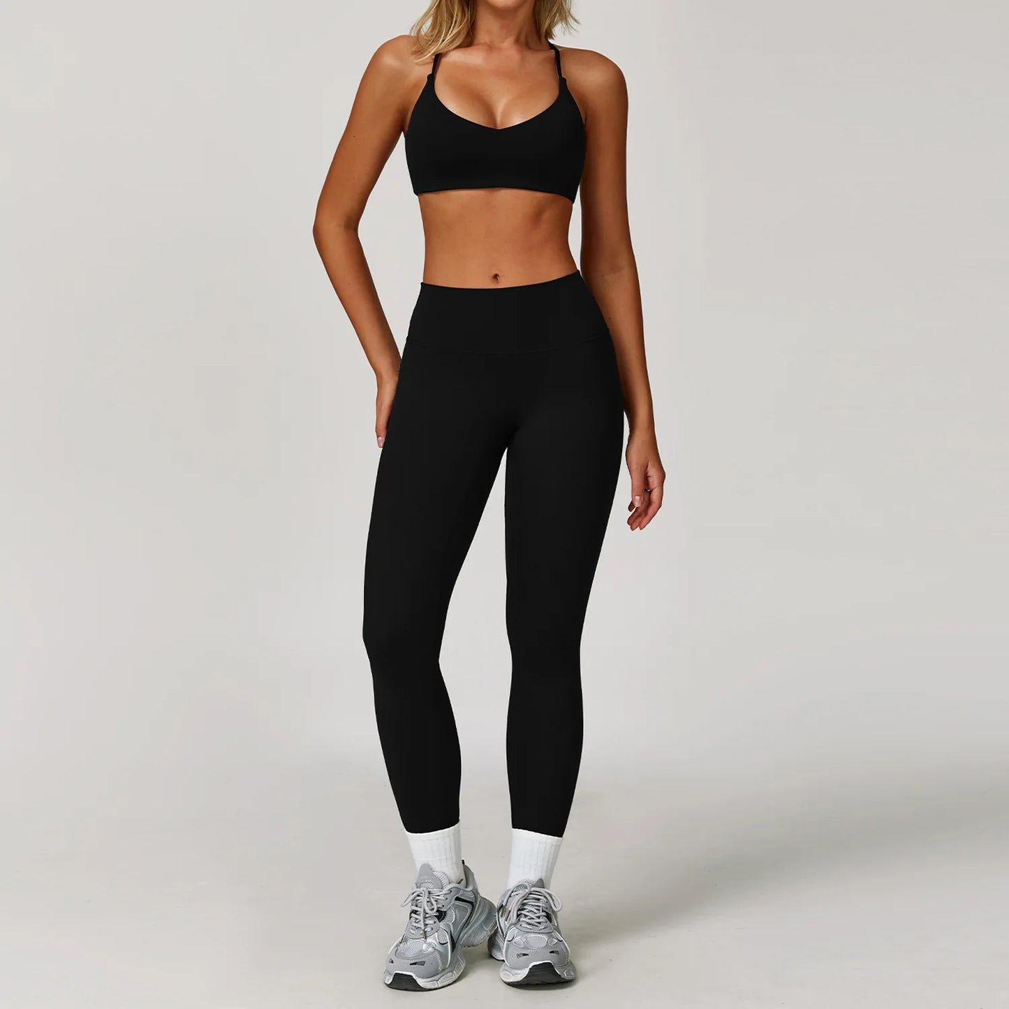Women Yoga Sports Set - Running Fitness Outfit with Super Elastic, Breathable Gym Tracksuit