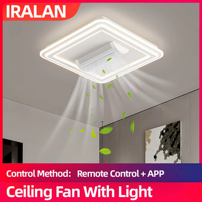 IRALAN Bladeless Ceiling Fan with Light 6-Speed DC Motor with Remote for Bedroom Living Room Dimmable LED Bladeless Fan Lamp