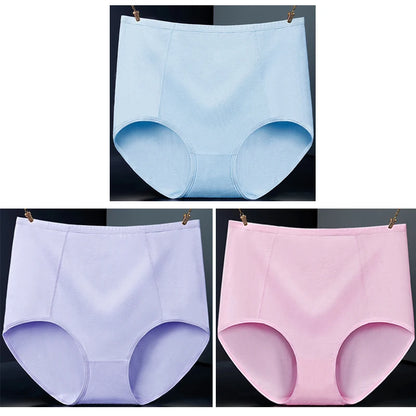 3pcs Pure Cotton Brief Female Solid Panties Girls High Waist Comfort Underpants Lady Plus Size Underwear Women Ventilate Pantys