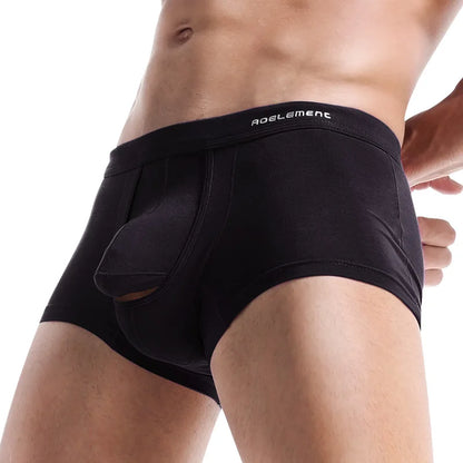 Gun-bullet separation underwear for men, scrotal support venous bottom pants, ice silk bag, curved men's briefs