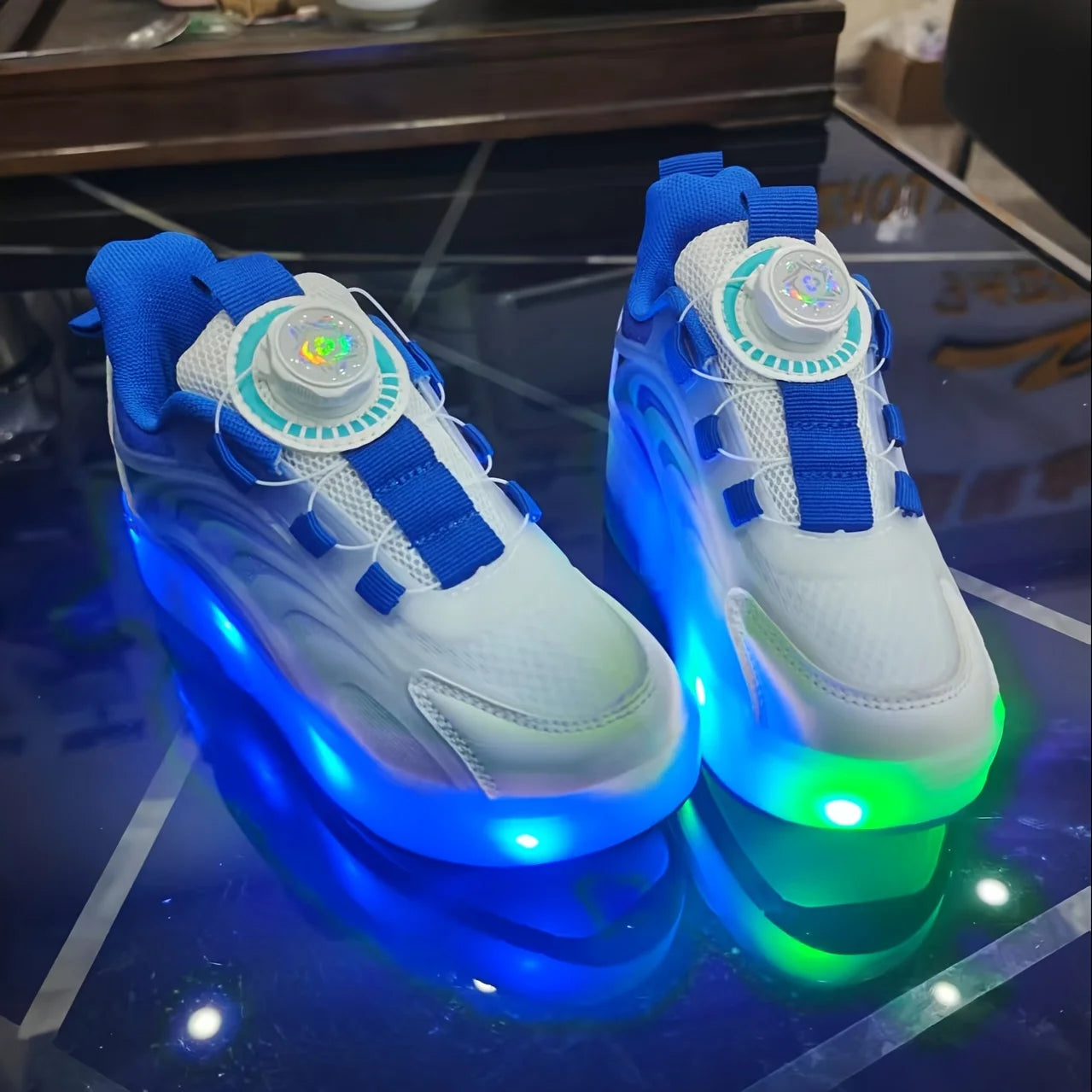 Children Roller Skate Shoes - LED Light Sneakers with USB Charging & Durable TPR Outsole