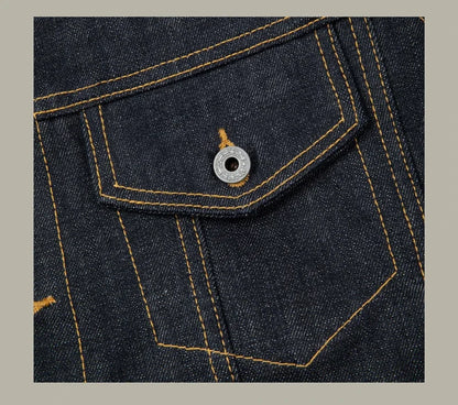 Red Tornado 16oz Selvedge Denim Trucker Jacket Men's Daily Jean Coat LS01-001