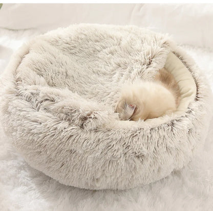Autumn and Winter soft plush pet bed and pet bed Winter warm and cold plush comforter nest Shell cat nest semi-enclosed cat nest