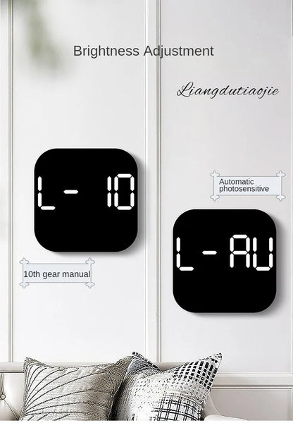 Digital Wall Clock with Temperature and Date - LED Alarm Clock 1224H Remote Control
