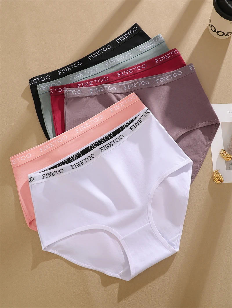 FINETOO 5PCS/Set Cotton High Waist Panties Women's Seamless Breathable Underwear Sexy Stretchy Comfort Briefs Lingerie S-XXL