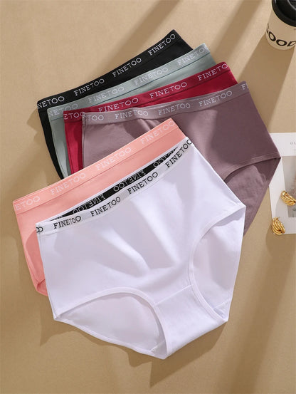 FINETOO 5PCS/Set Cotton High Waist Panties Women's Seamless Breathable Underwear Sexy Stretchy Comfort Briefs Lingerie S-XXL