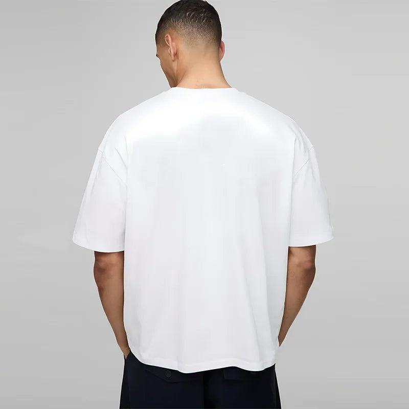 Basic Oversized Boxy Crew Neck T-shirt Mens Heavyweight 240GSM 100% Cotton Half Sleeve T-Shirts Summer Loose Sports Clothing