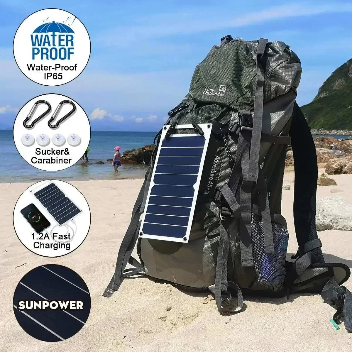 (U.S Stock) 35W Portable Foldable Solar Charger Panel Dual USB Ports Fast Charging  Power Bank iPhone Camping Outdoor Travel