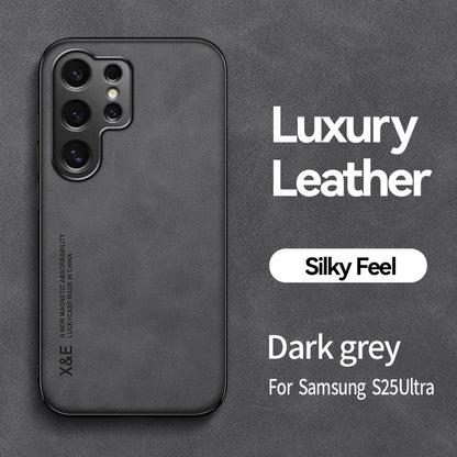 Luxury Leather Ultra Thin Phone Case For Samsung Galaxy S26 S25 S24 S23 S22 S21 Ultra Plus Silky Feel Soft Cover For Car Holder