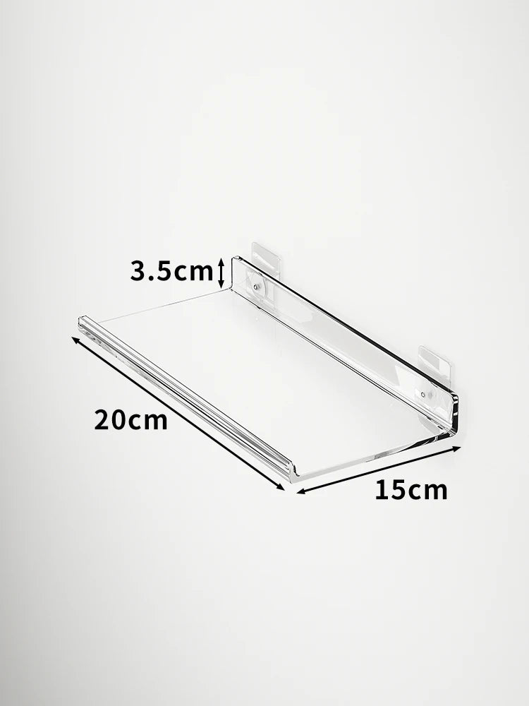 Acrylic Wall Storage Rack - No Drill Bathroom  Kitchen Organizer with Strong Adhesive