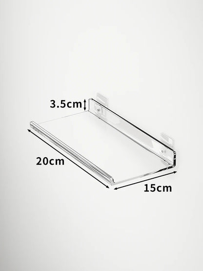 Acrylic Wall Storage Rack - No Drill Bathroom  Kitchen Organizer with Strong Adhesive