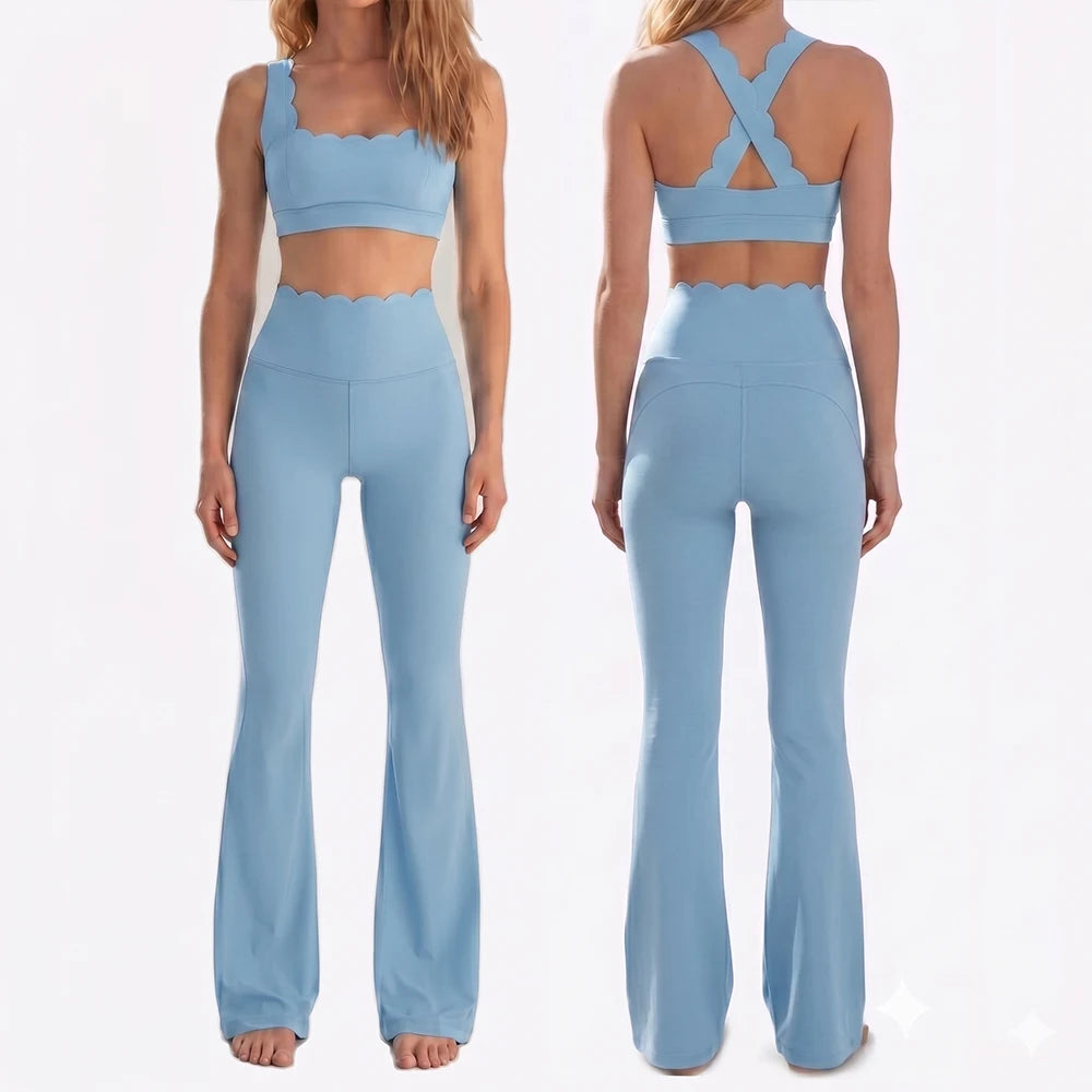 Women Two Pieces Fitness Yoga Set Solid Color Stretchy Soft Gym Suit Breathable Quick Dry Workout Clothes Female Sportswear