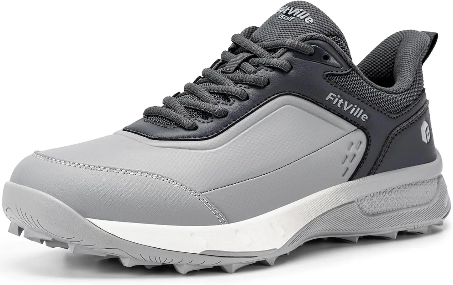 FitVille Men'S Wide Waterproof Spikeless Golf Shoes, High Traction Anti-Slip Sole, Shock Absorption Cushioning Arch Support Professional Golf Trainers, Roomy Toe Box For Wide & Fat Feet