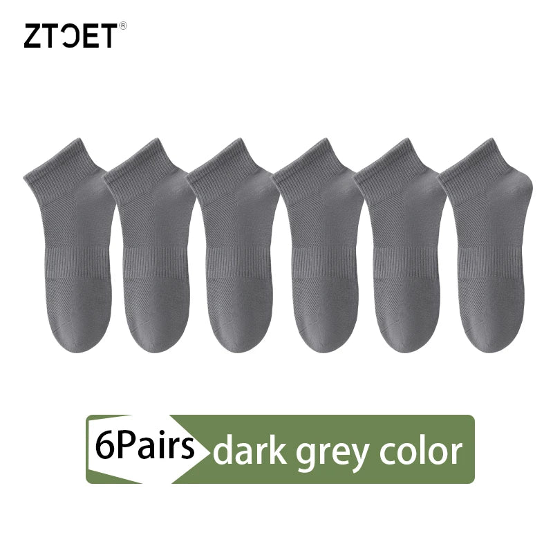 High Quality 6Pairs Men Socks Short Combed Cotton Mesh Breathable Odor proof and antibacterial Spring Summer for Male sock New