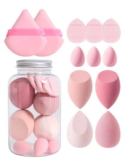 Makeup Sponge Set – 12 Piece Latex Free Sponges with Storage Jar for Wet Dry Use