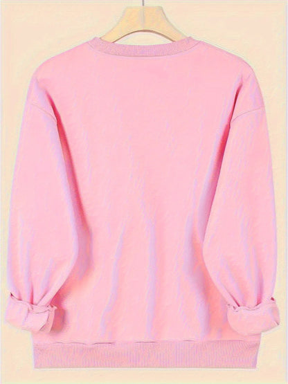 Women's Autumn and Winter Loose Casual Cartoon Zipper Bear Pattern Printed Velvet Long-Sleeved Round Neck Sweatshirt Pullover