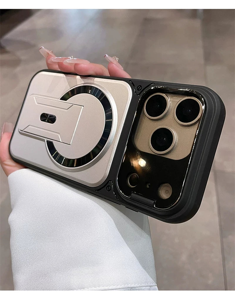 Fold Stand Magnetic Armor Case for iPhone 17 Air 16 15 14 Plus 13 12 11 Pro Max For Magsafe Camera Holder Lens Protection Cover