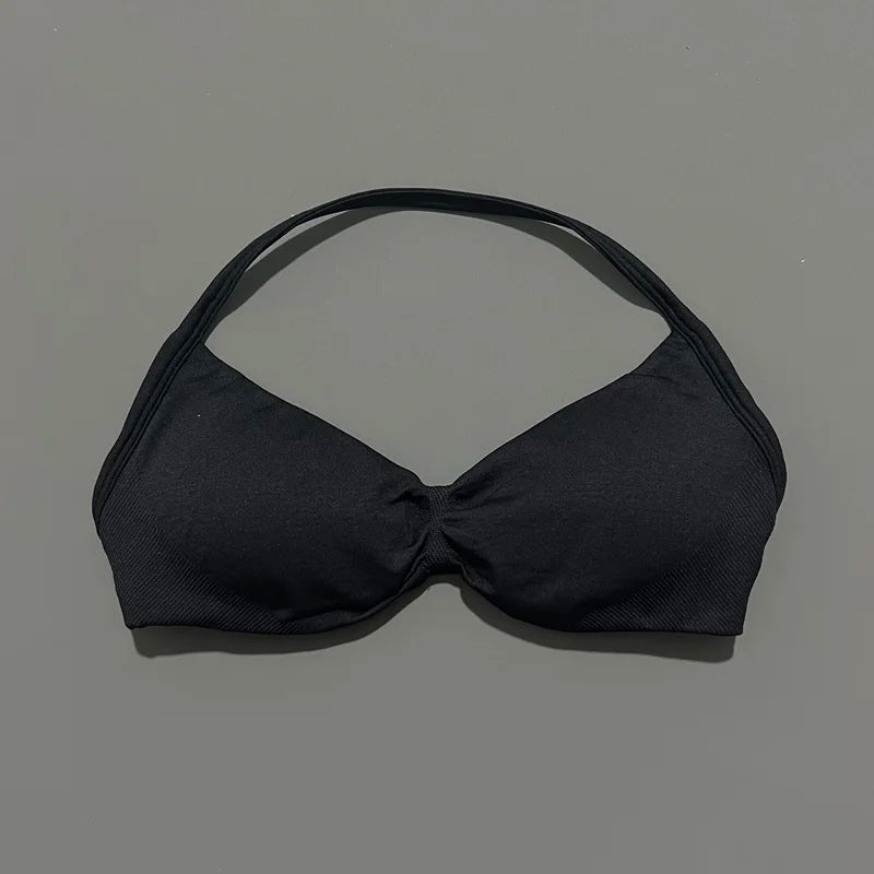 Impact Sports Bra - High Support Strappy Halter Bra With Removable Pads