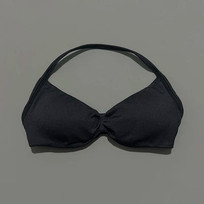 Impact Sports Bra - High Support Strappy Halter Bra With Removable Pads