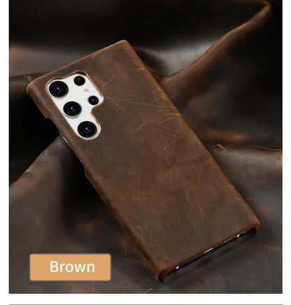 Leather Phone Case – LANGSIDI Genuine Pull-Up Retro Cover for Samsung Galaxy S25 Ultra