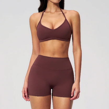 Summer Yoga Set 2 Pieces Women Tracksuit Workout Clothes Sports Outfits High Waist Shorts Fitness Sports Suit Female Gym Clothes
