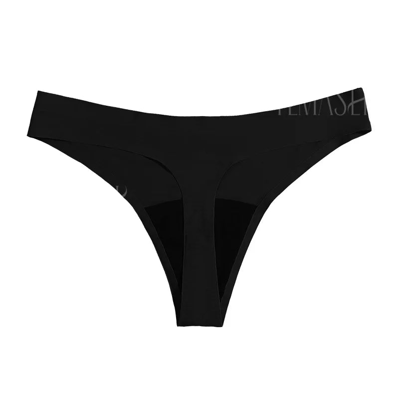 New Design Seamless Low Waist Leak Proof 4 Layer Menstrual Panties Washable Light Flow Period Panties For Women Thong