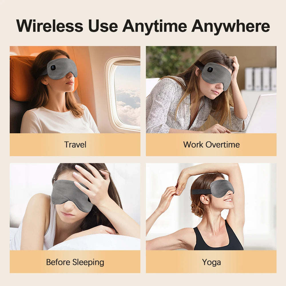 Electric Steam Heated Eye Mask for Dry Eyes Cordless Hot Compress Sleep Mask Portable Warm Eyemask Eye Fatigue Relief