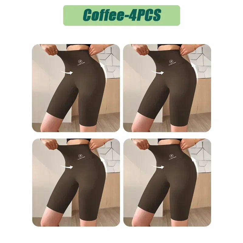 High Waist Womens Sports Shorts - Seamless Fitness Biker Shorts with Scrunch Butt Design