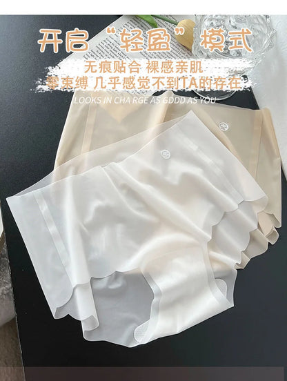 6PCS Women Summer Seamless Thin Underwear Panties Ultra-thin Briefs Ice Silk Ladies High Quality Breathable Underpants Lingerie