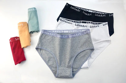 6pcs Cotton Women Panties Lady Plus Size Underwear High Waist Briefs Breathable Solid Color Female Lingerie Shorts