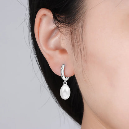 925 Sterling Silver Simple Pearl Earrings Jewelry Hoop Earrings Zircon Stud Earrings For Women Jewelry Fine Birthday Party Gifts