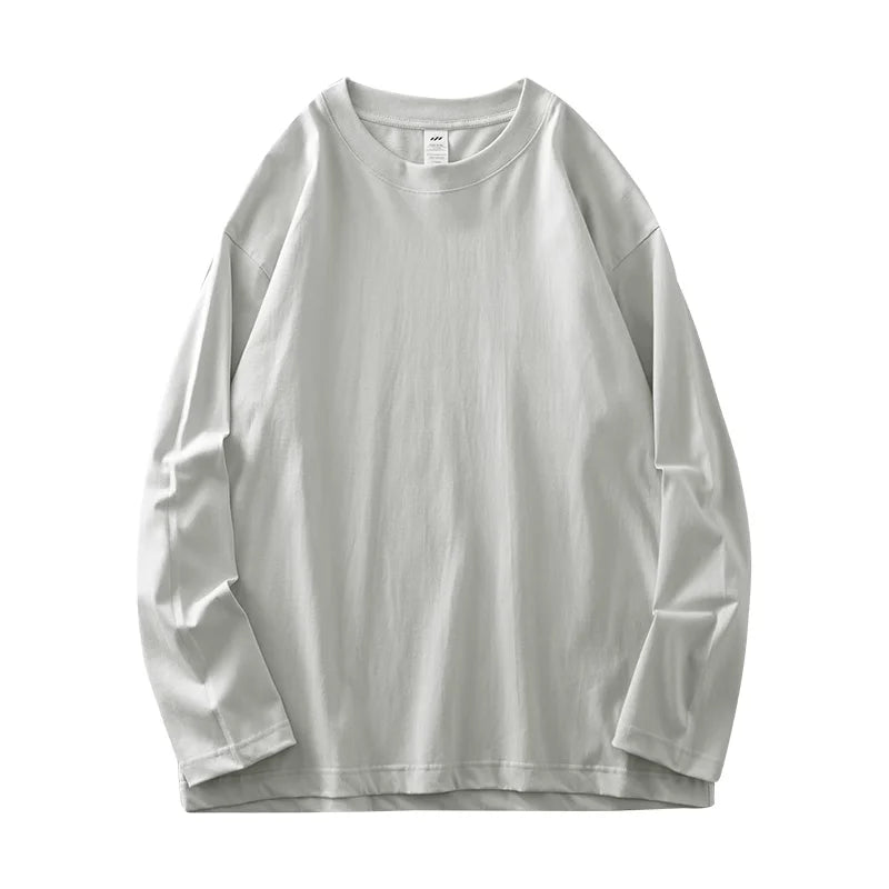 Mens Long Sleeve Tee - Breathable Cotton Crew Neck Shirt | Loose Fit Casual Tops