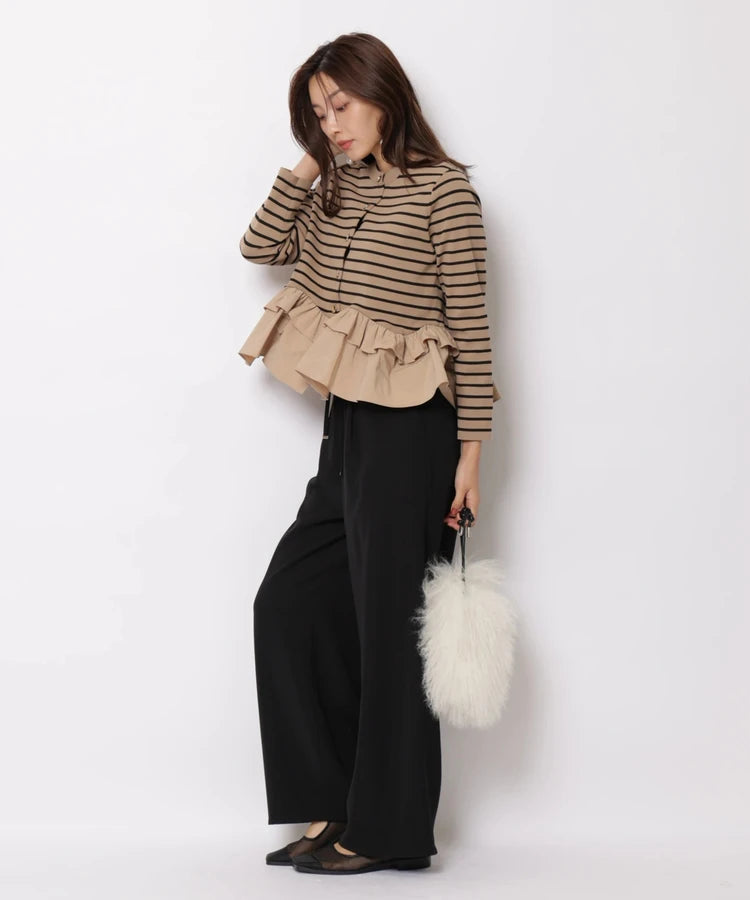 Fashionable Stripe Knitted Sweater Loose Fit Color Block Neckline Long Sleeve Women's Autumn Winter Casual Style Breathable