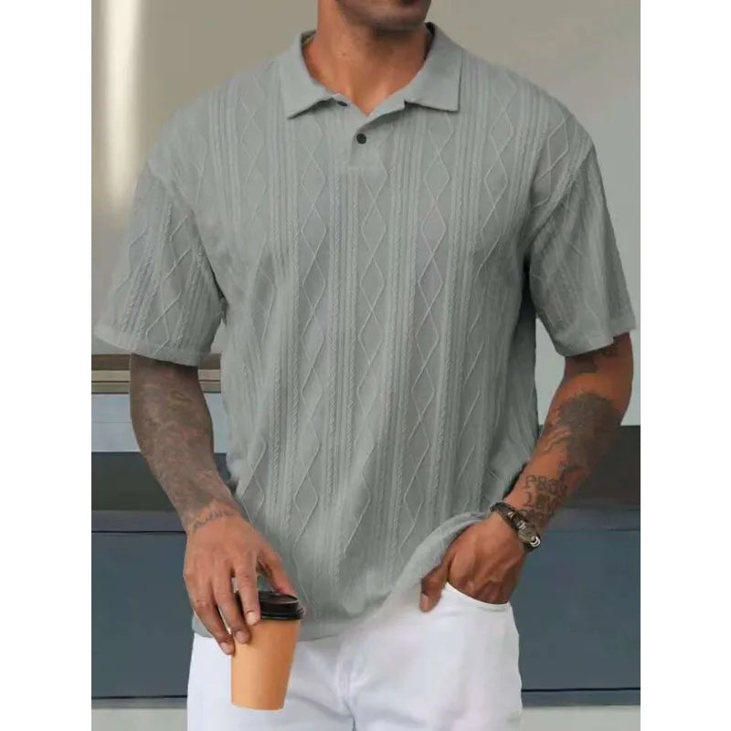 Knitted Polo Shirt – Men's Retro Summer Lapel Tee | Breathable Lightweight Top