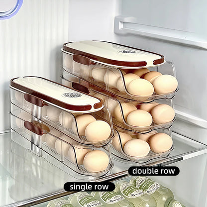 Egg Storage Box - Automatic Rolling Egg Holder Rack for Refrigerator