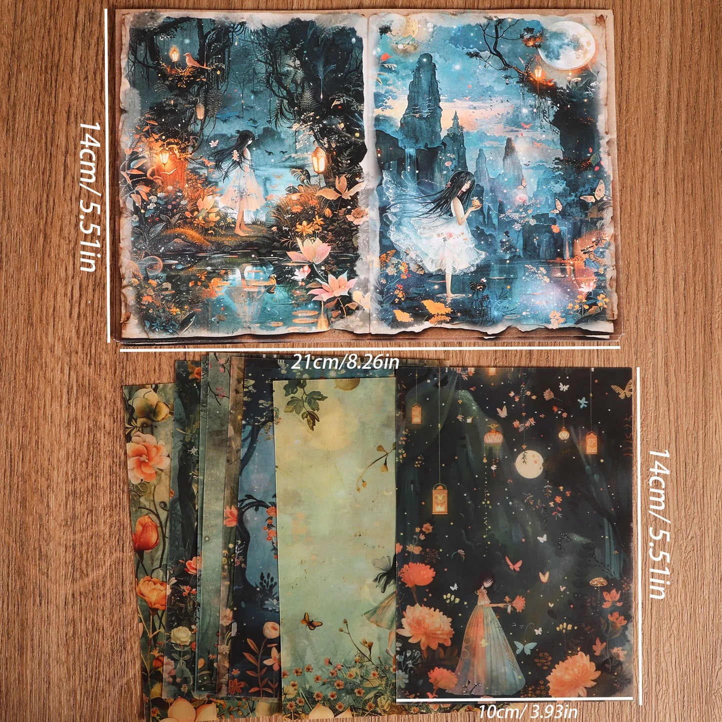 DIY Scrapbook Kit - A5 Papers Transparent Acid Papers  Fantasy Forest Stickers - ZOOMNSTORE