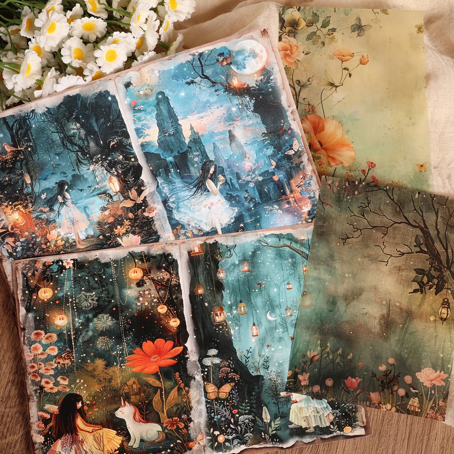 DIY Scrapbook Kit - A5 Papers Transparent Acid Papers  Fantasy Forest Stickers - ZOOMNSTORE